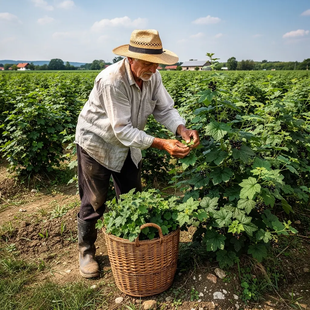 Egy pohár fekete ribizli levél tea, mellette citromszeletek.